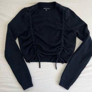 Kendall & Kylie Black Crop Tie Sweater